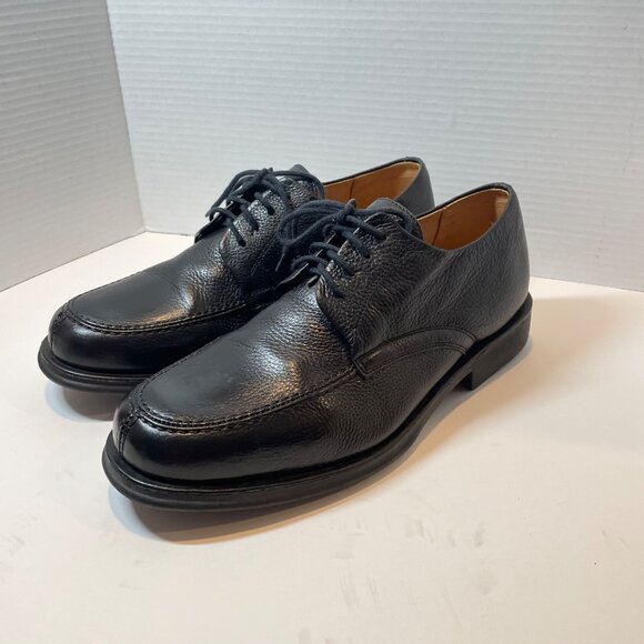 Mens Vinyard Black Pebbled Leather Lace-Up Dress Shoes With Rubber Sole 11EEE - Picture 2 of 16